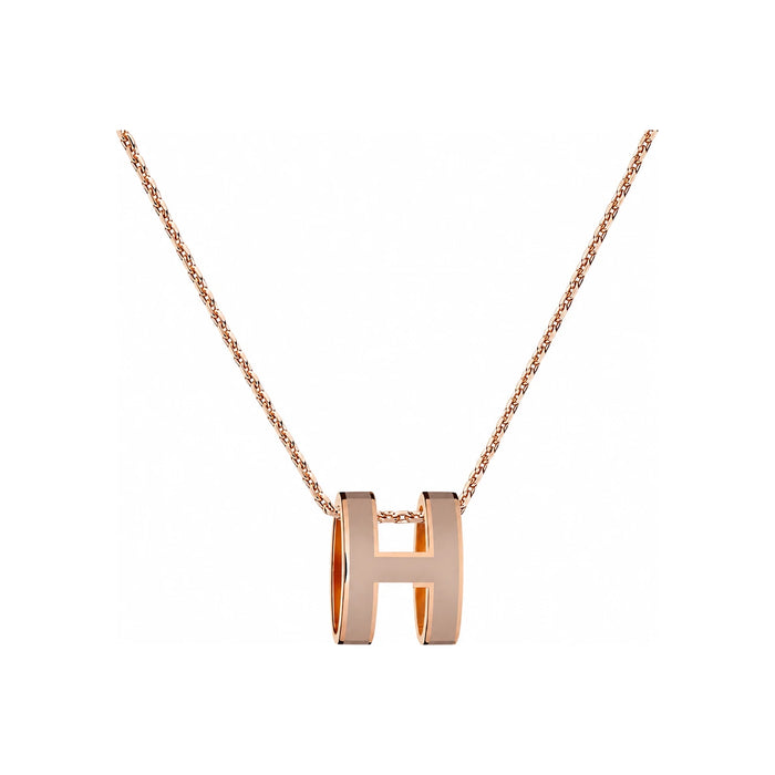 HERMES Pop H Large Necklace Rose Gold Hardware Marron Glace