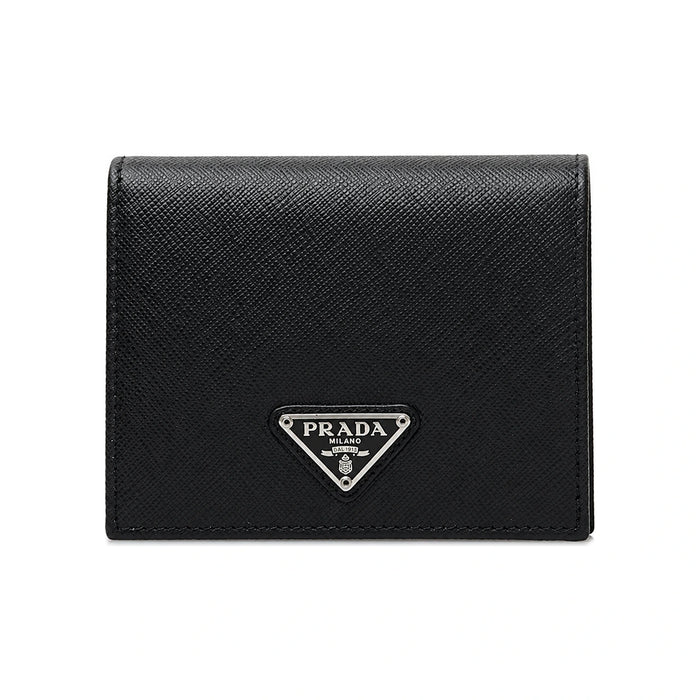 PRADA Saffiano Triangle Leather Women’s Bifold Wallet