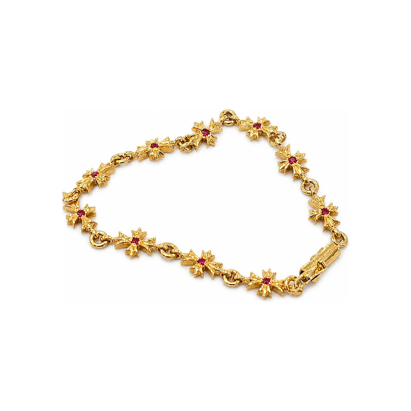 Chrome Hearts 22K Gold Tiny Link Ruby Bracelet Unisex