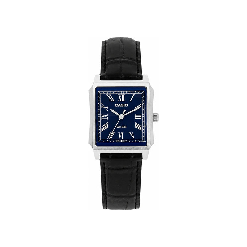 Casio Unisex Blue Dial Leather Strap Watch MTP B190L 2BVDF