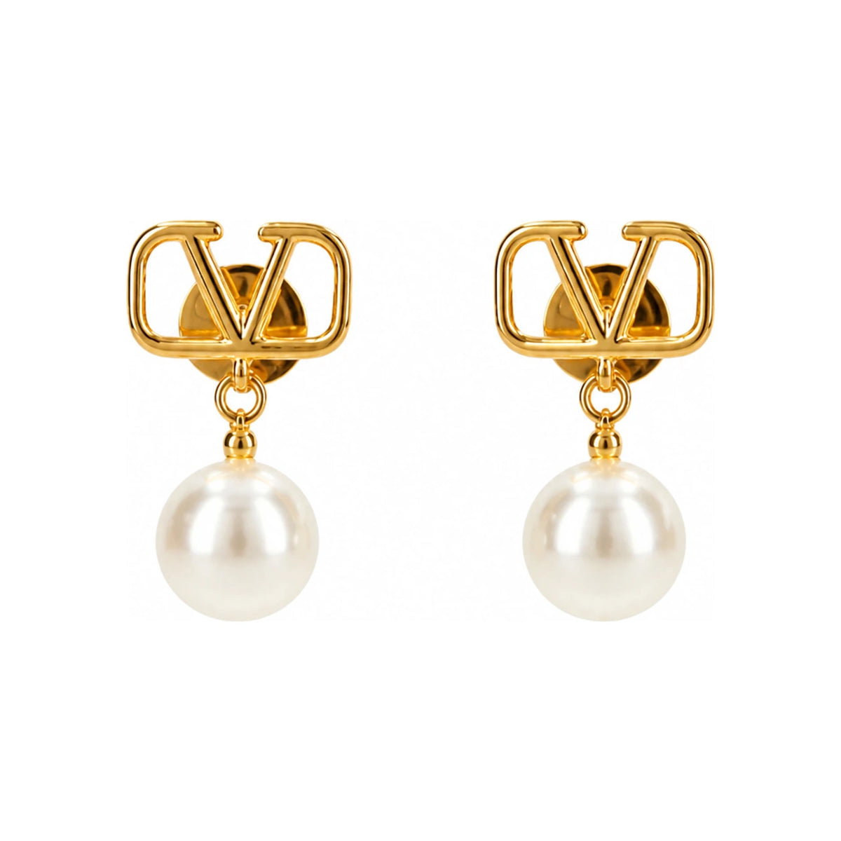 VALENTINO V Logo Signature Pearl Drop Earrings 5W2J0E36 UXM 0O3