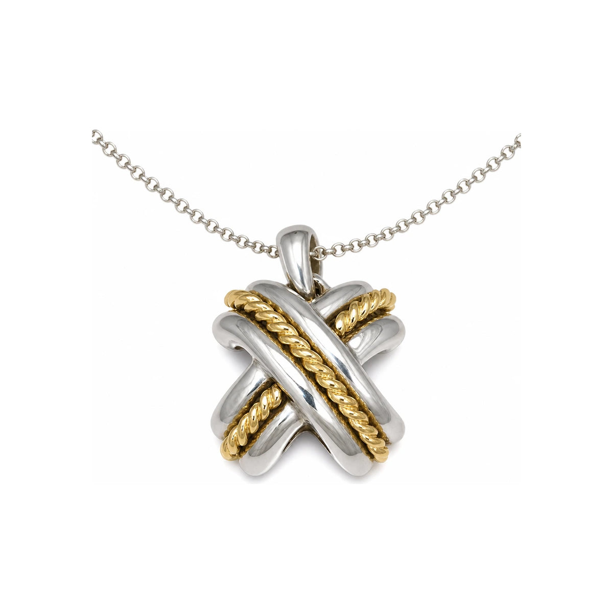 Tiffany & Co 18K Gold Two-Tone Men’s Necklace 53cm Pendant Chain