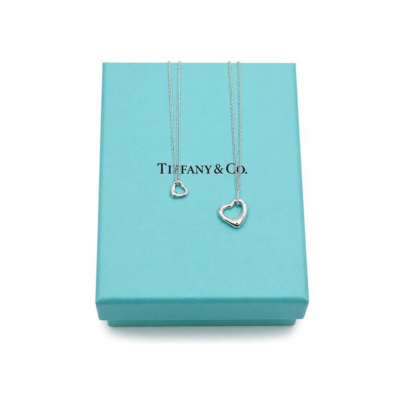 Tiffany & Co Silver Open Heart Pendant Necklace 7mm