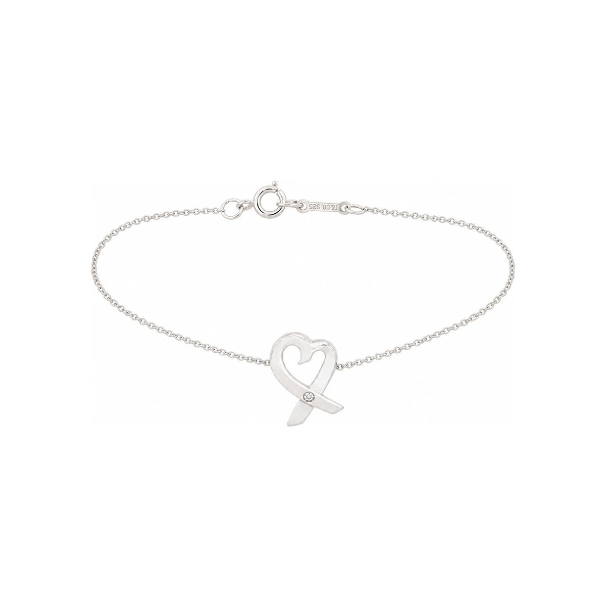 Tiffany & Co 925 Silver Picasso Loving Heart Diamond Pendant Necklace