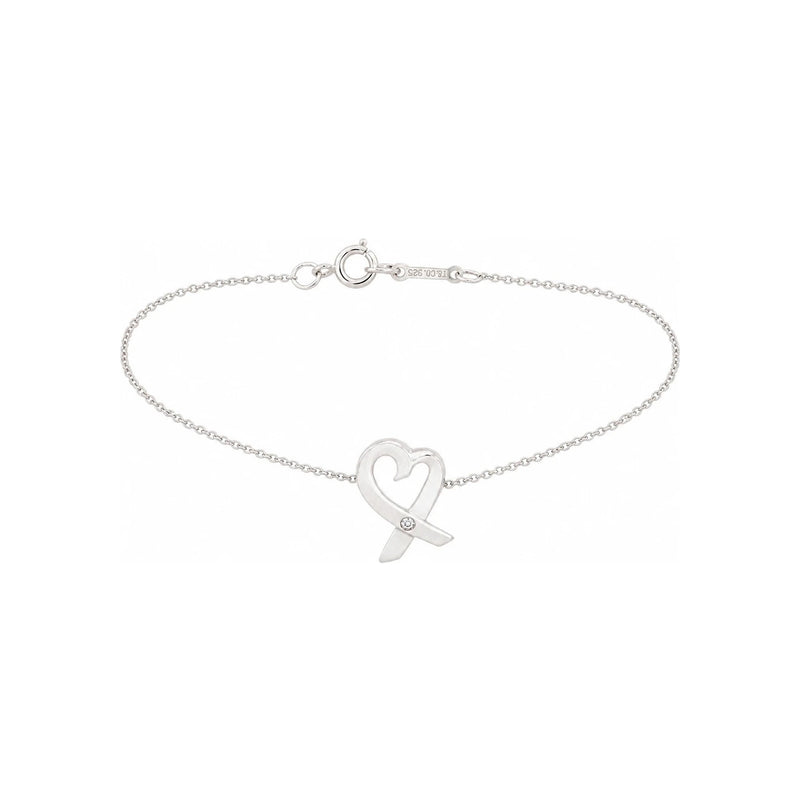 Tiffany & Co 925 Silver Picasso Loving Heart Diamond Pendant Necklace
