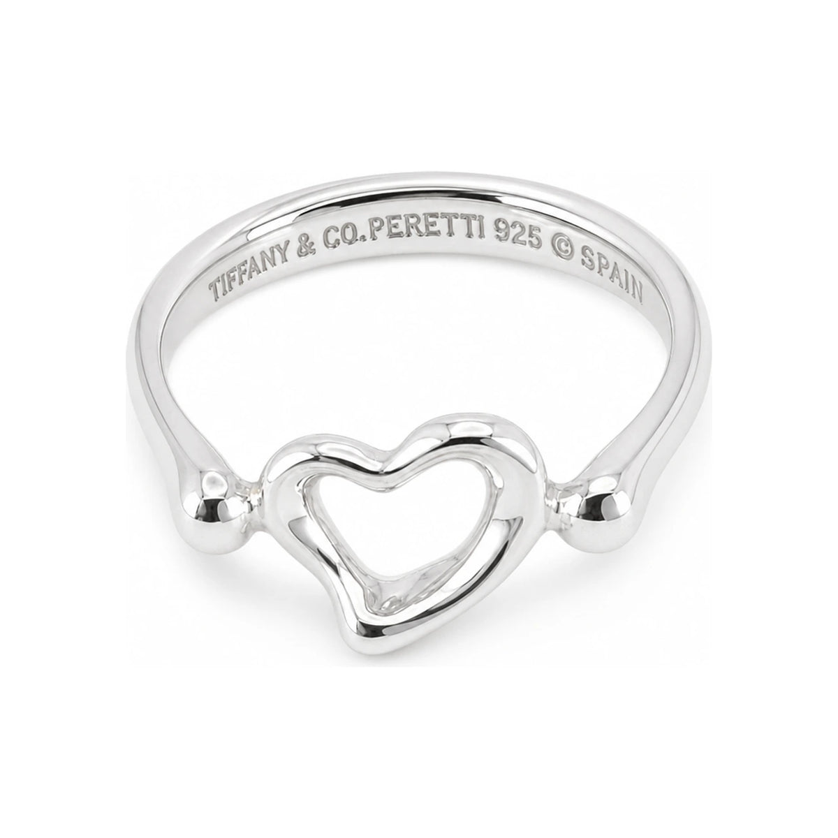 Tiffany & Co Open Heart Ring Sterling Silver 925 Adjustable Size