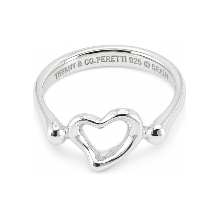 Tiffany & Co Open Heart Ring Sterling Silver 925 Adjustable Size