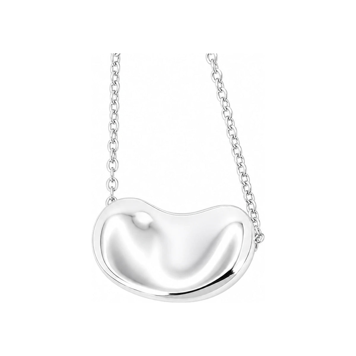 Tiffany & Co 925 Small Bean Design Pendant Silver Necklace