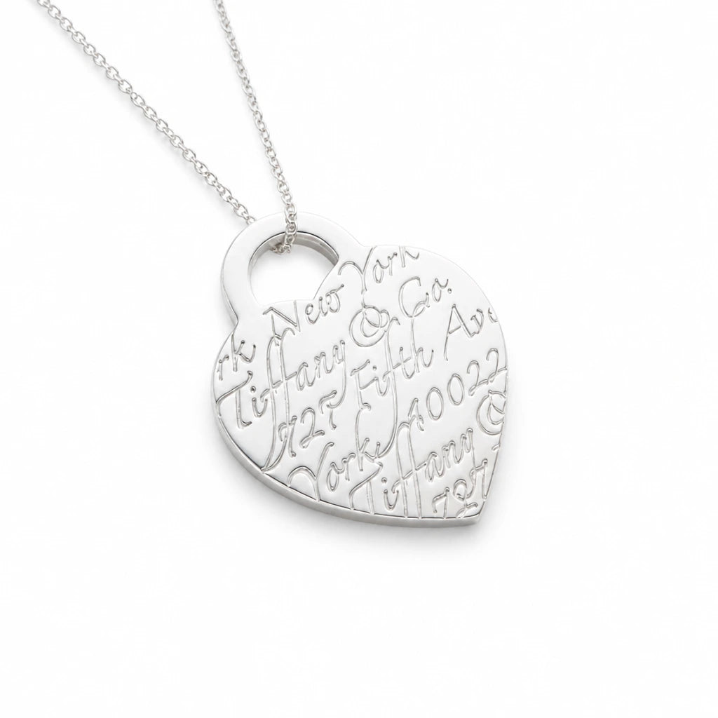 Tiffany & Co 925 Sterling Silver I Love You Note Pendant Necklace