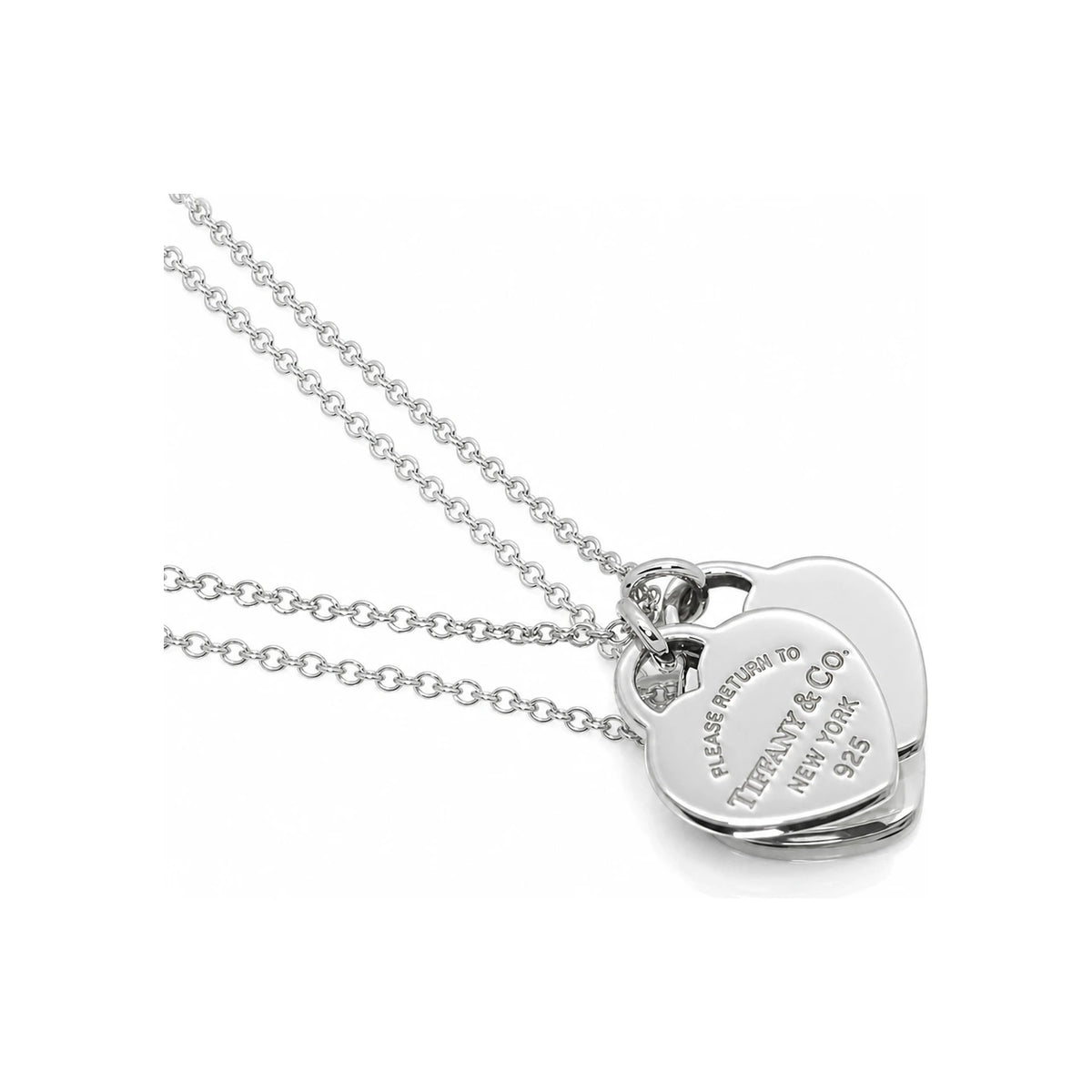 Tiffany & Co 925 Sterling Silver Return to Tiffany Double Heart Necklace