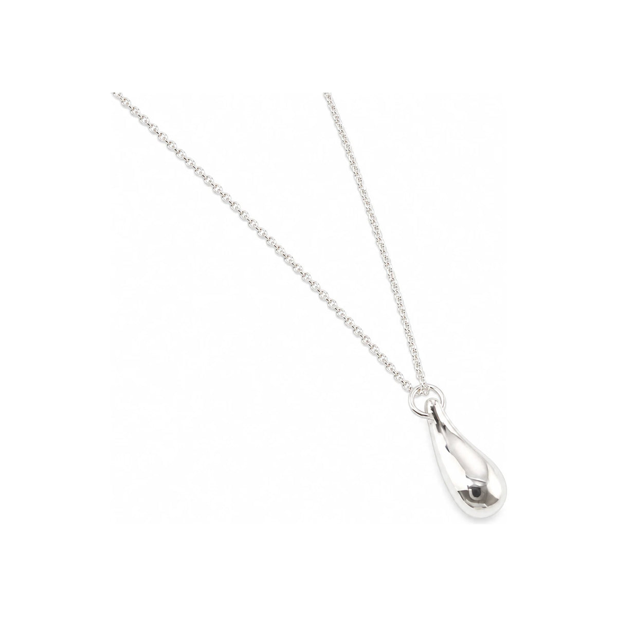 Tiffany & Co 925 Sterling Silver Tear Drop 9mm Pendant Necklace