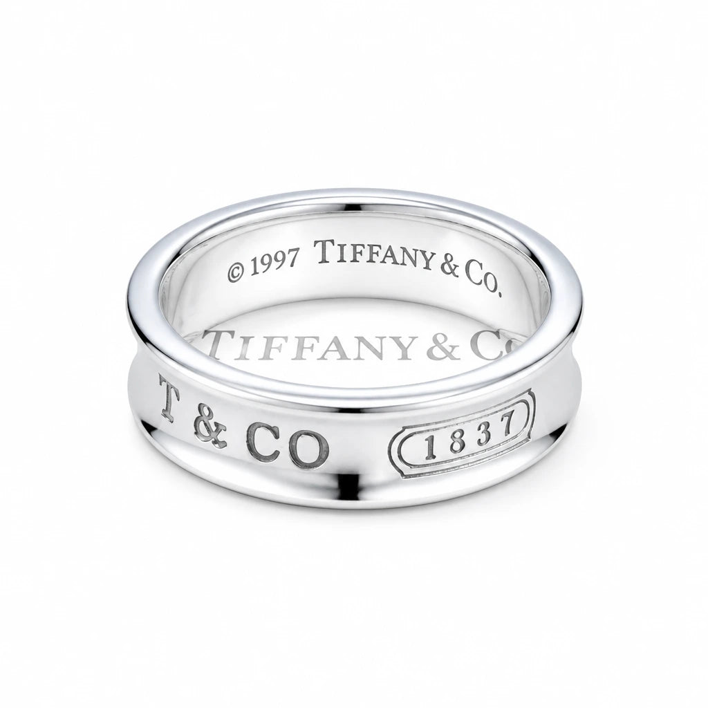 Tiffany & Co 1837 Narrow Wide Silver Ring