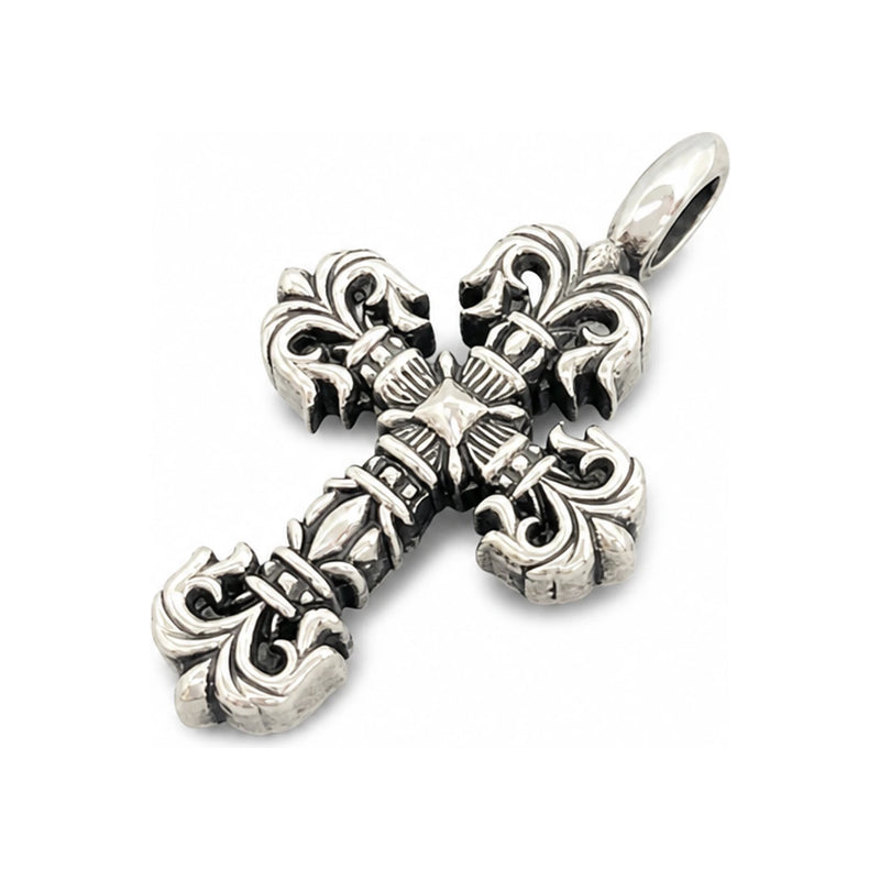 Chrome Hearts CH Filigree Cross Pendant Necklace Unisex Silver