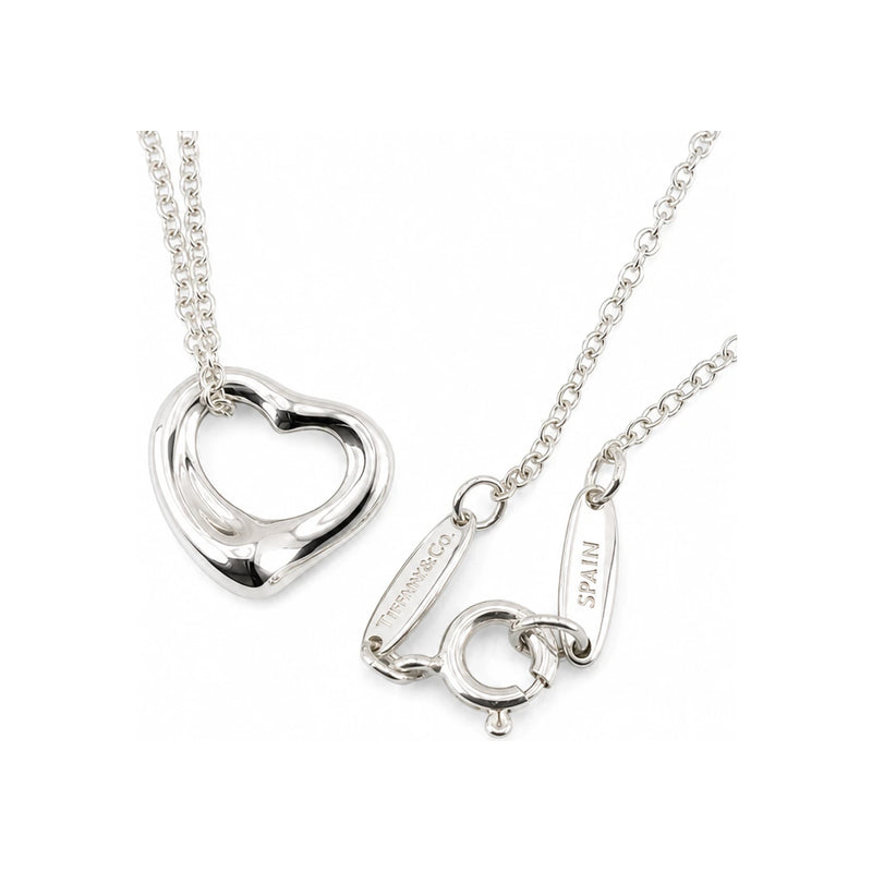 Tiffany & Co 925 Sterling Silver Open Heart Necklace 11mm