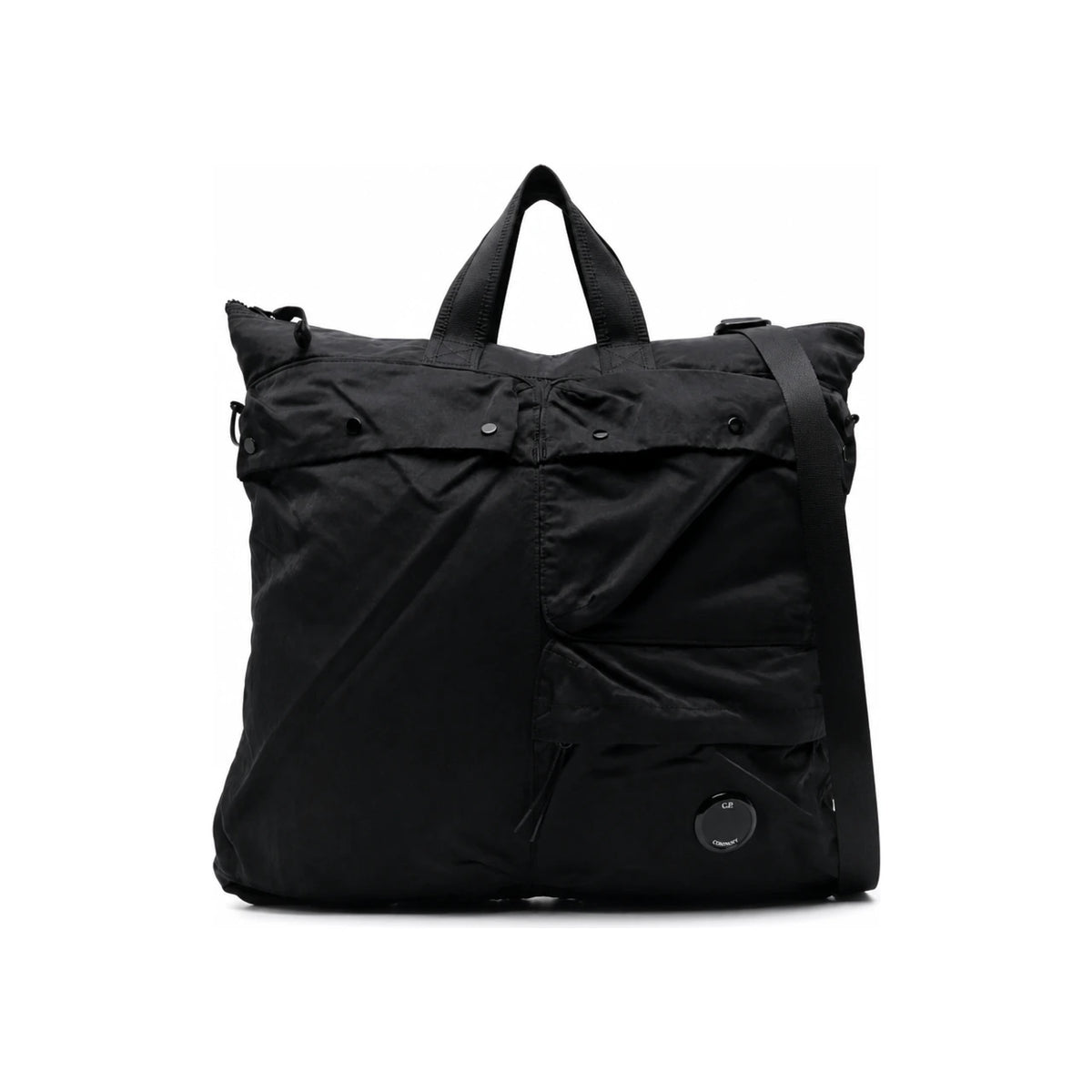 CP Company Lens Badge Nylon B Tote Crossbody Bag Black 20CM AC042A 005269G 999