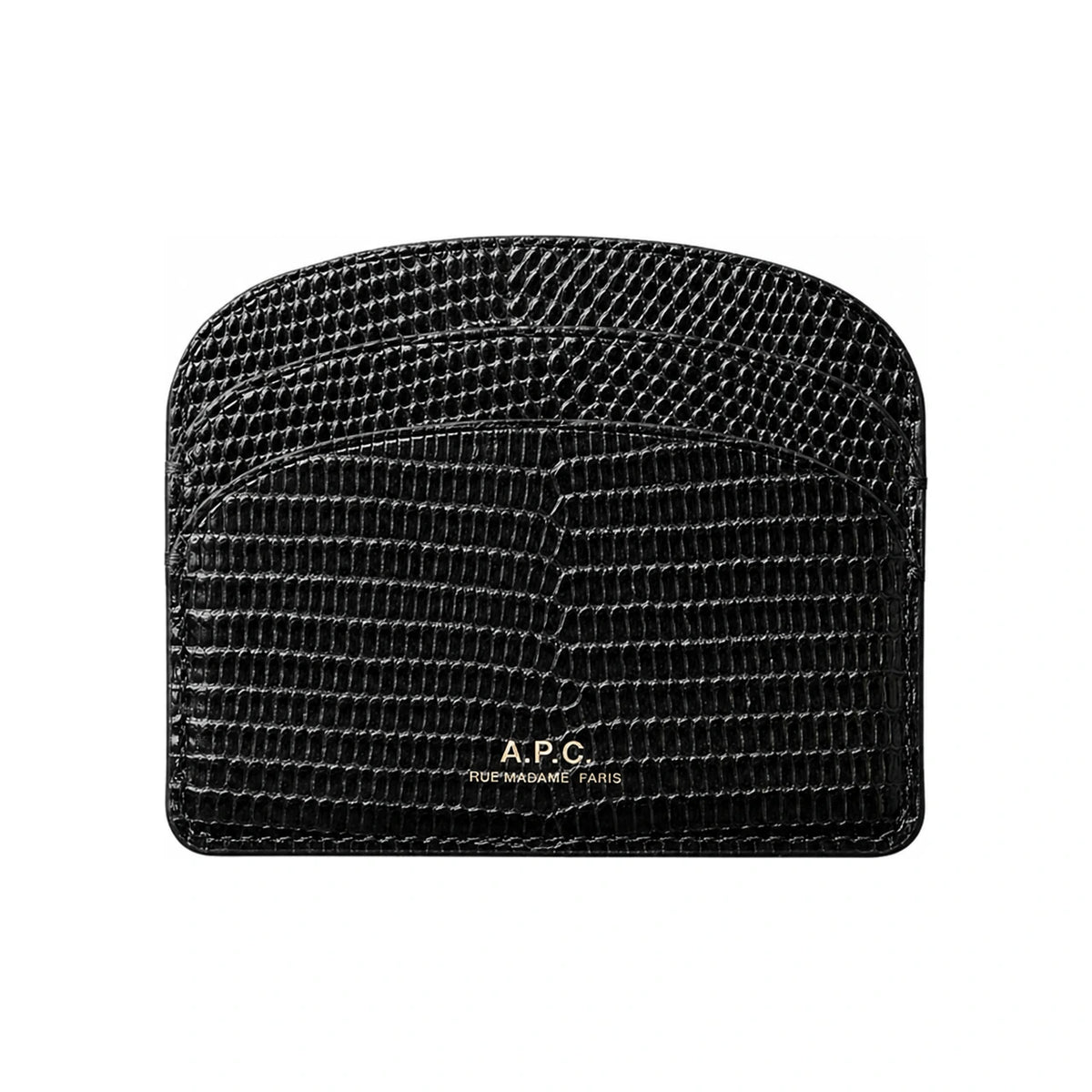 A.P.C. Demi-Lune Crocodile-Embossed Leather Card Holder Black
