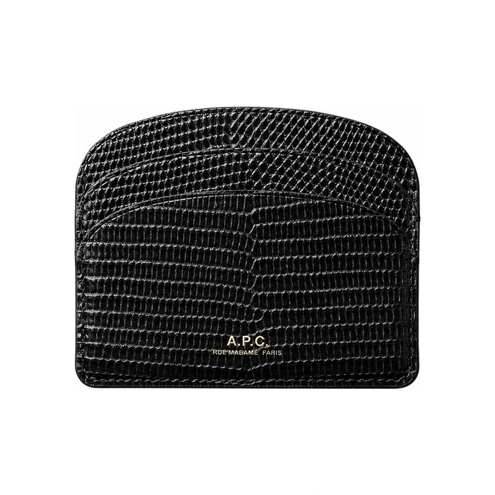 A.P.C. Demi-Lune Crocodile-Embossed Leather Card Holder Black