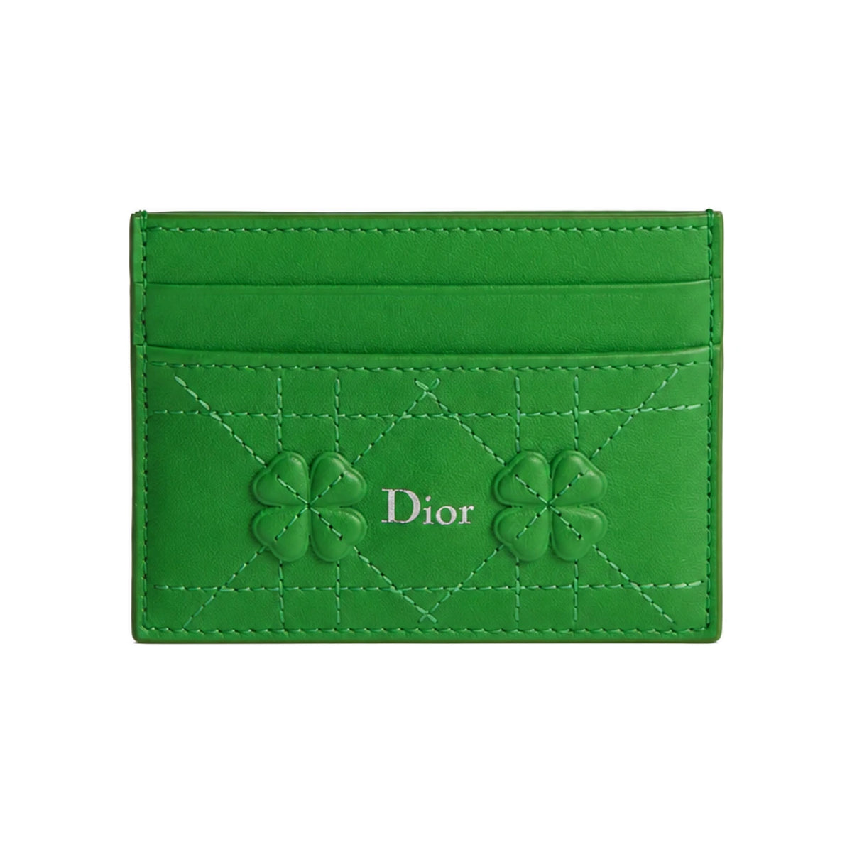 DIOR Jardin Freesia Clover Embroidery Cannage Lambskin Card Holder