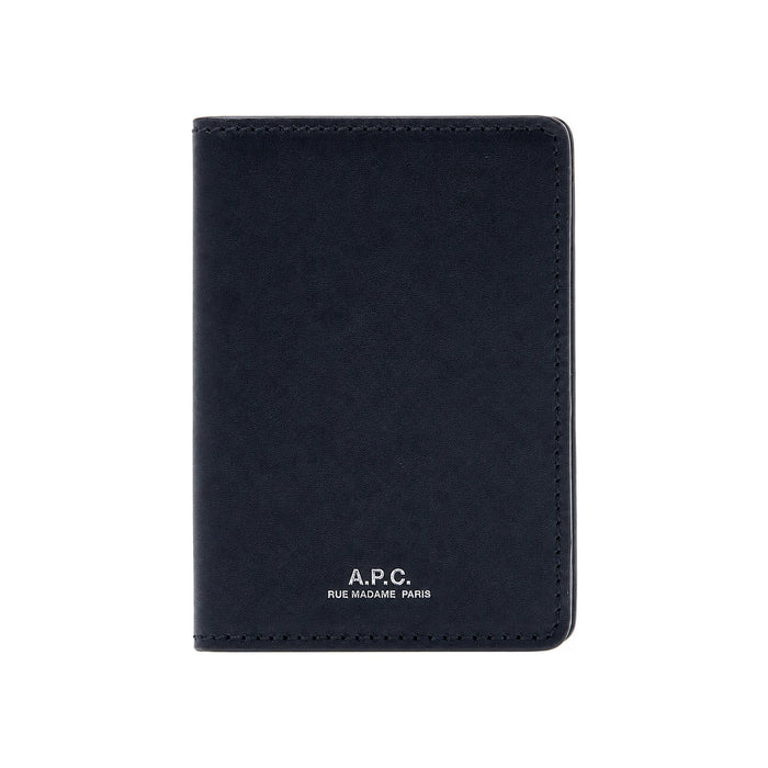 A.P.C. Black Leather Stephan Logo Men’s Card Holder Wallet