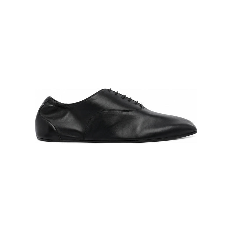 MM6 black leather lace-up derby shoes