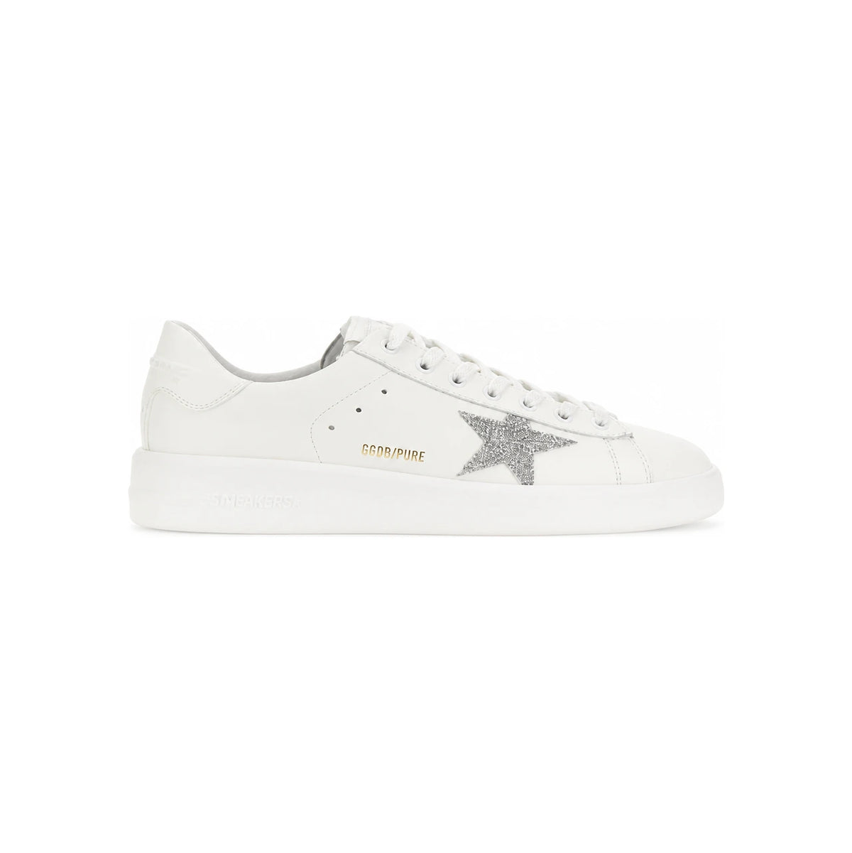GOLDEN GOOSE Silver Swarovski Crystal Star White Low-Top Sneakers
