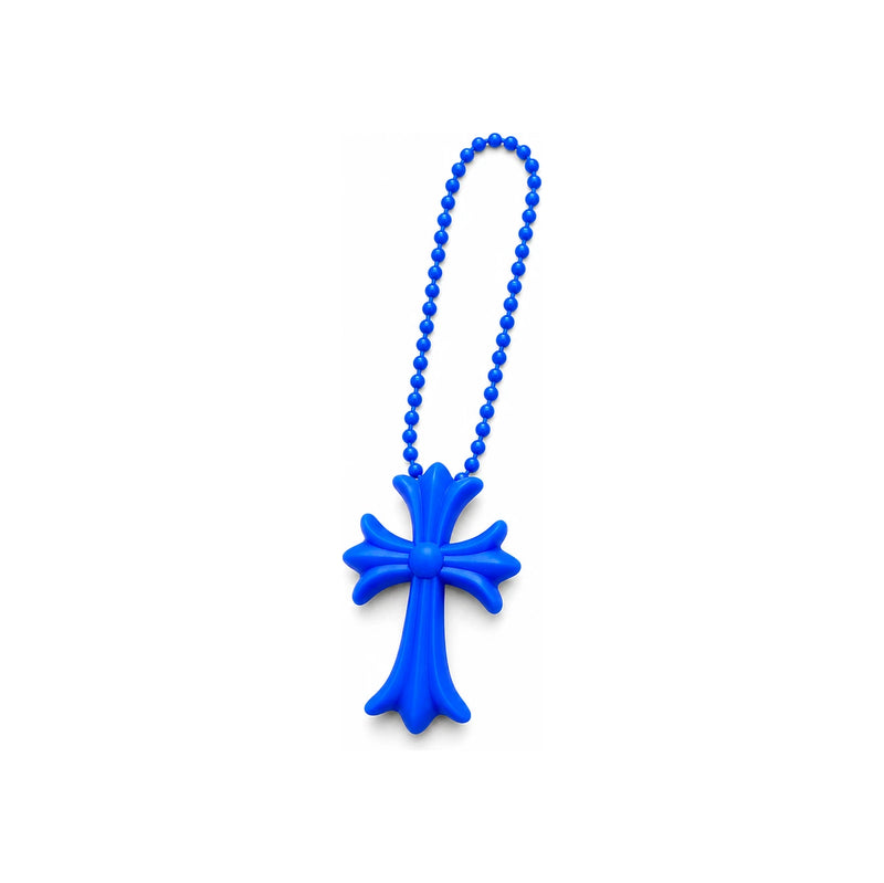 Chrome Hearts Blue Silk Chrome CH Cross Pendant Necklace