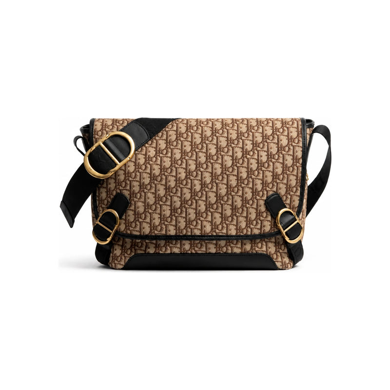 DIOR Brown Dior Oblique Jacquard Medium Flap Messenger Bag