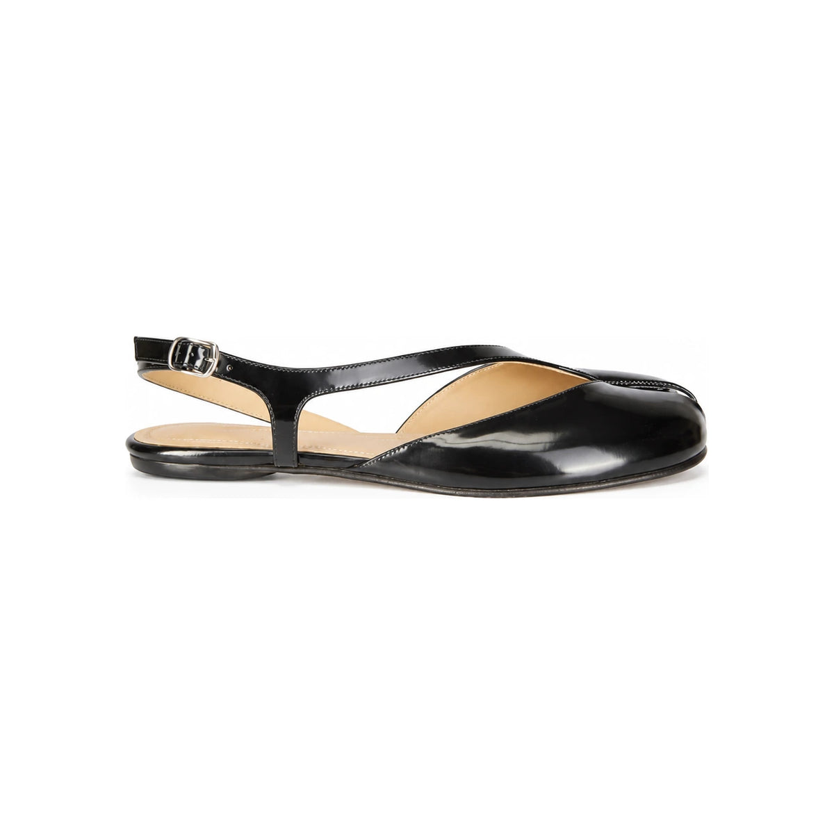 Maison Margiela Tabi Slingback Flat Sandals Black Leather