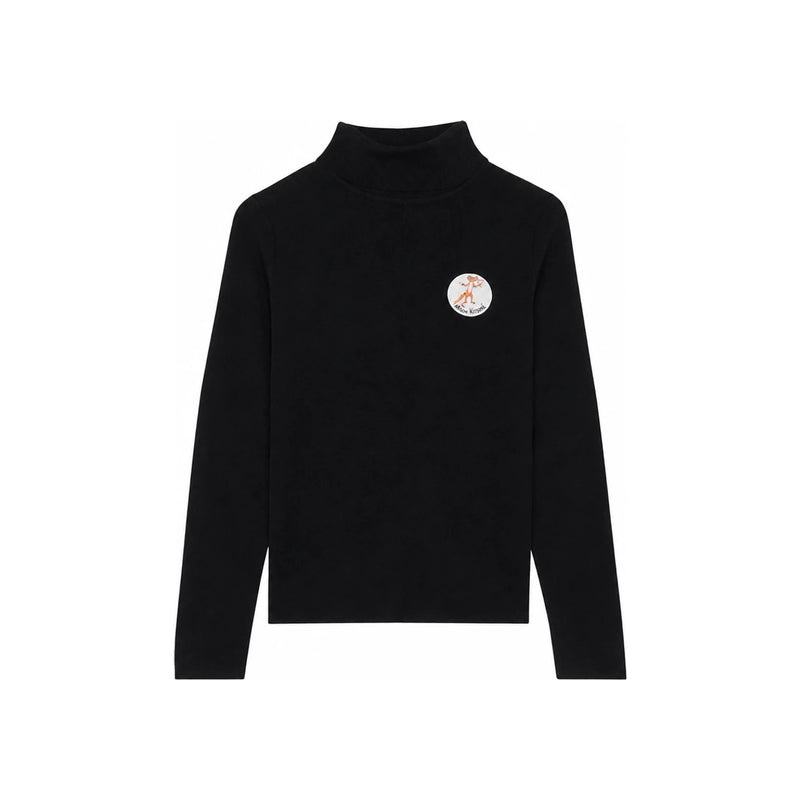Maison Kitsune Olympia Le Temps Flower Fox Turtleneck Knit Sweater