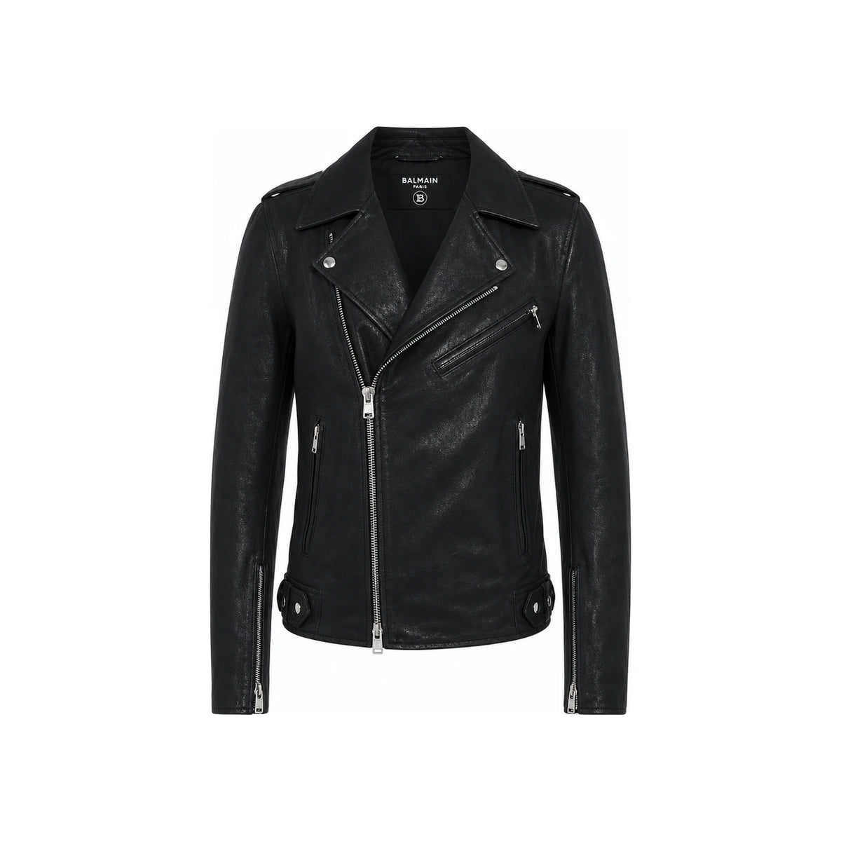 Balmain Waxed Leather Moto Rider Jacket S5HT245C710W 176