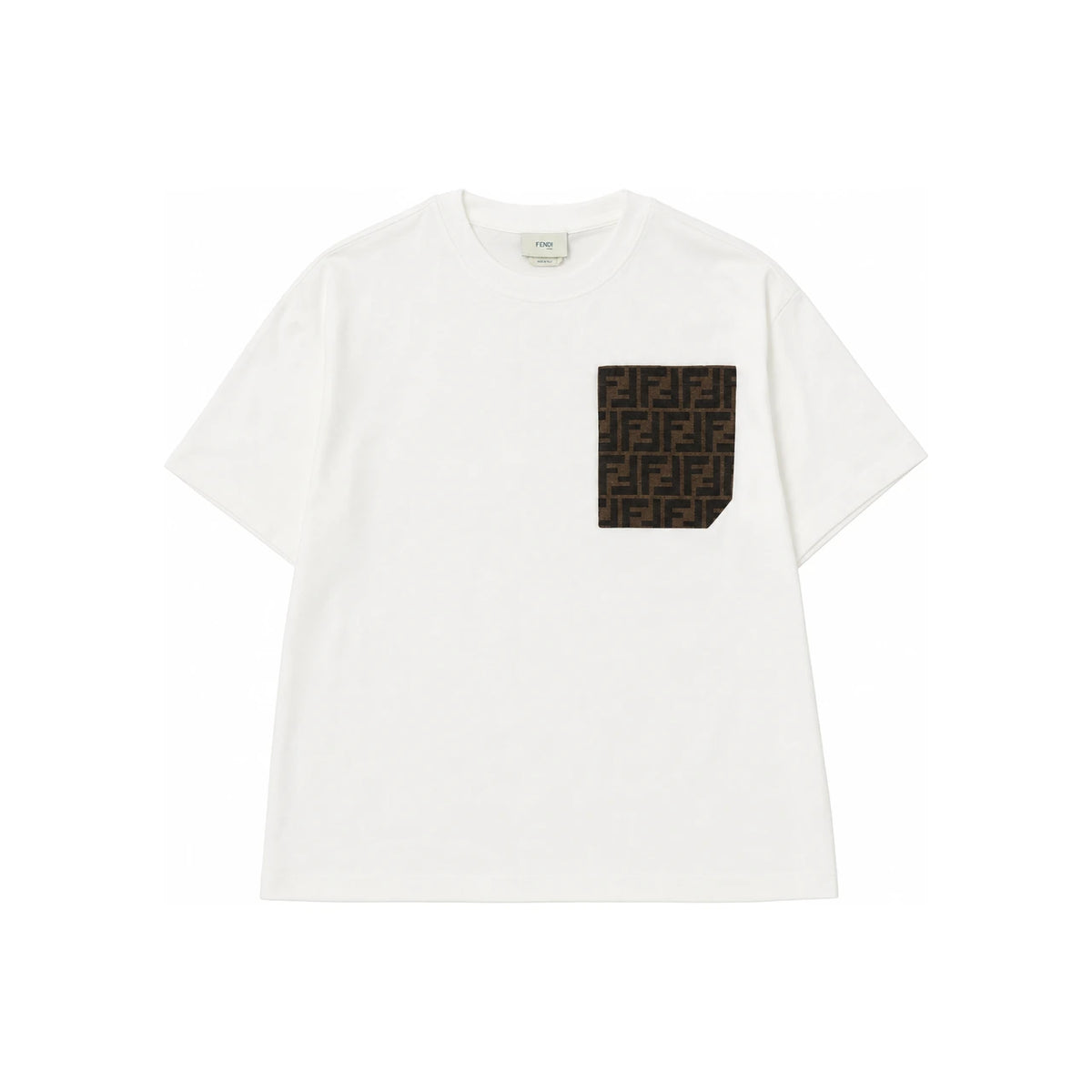 FENDI Women FF Jacquard Pocket Short Sleeve T-Shirt White