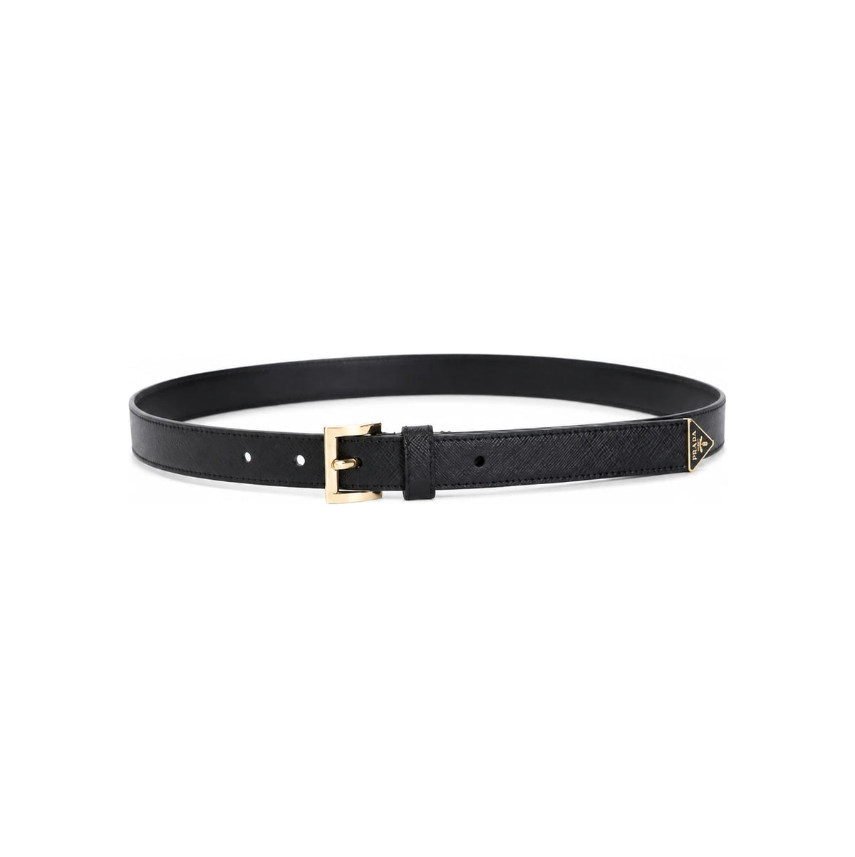 PRADA Saffiano Leather Triangle Logo Women’s Belt Black