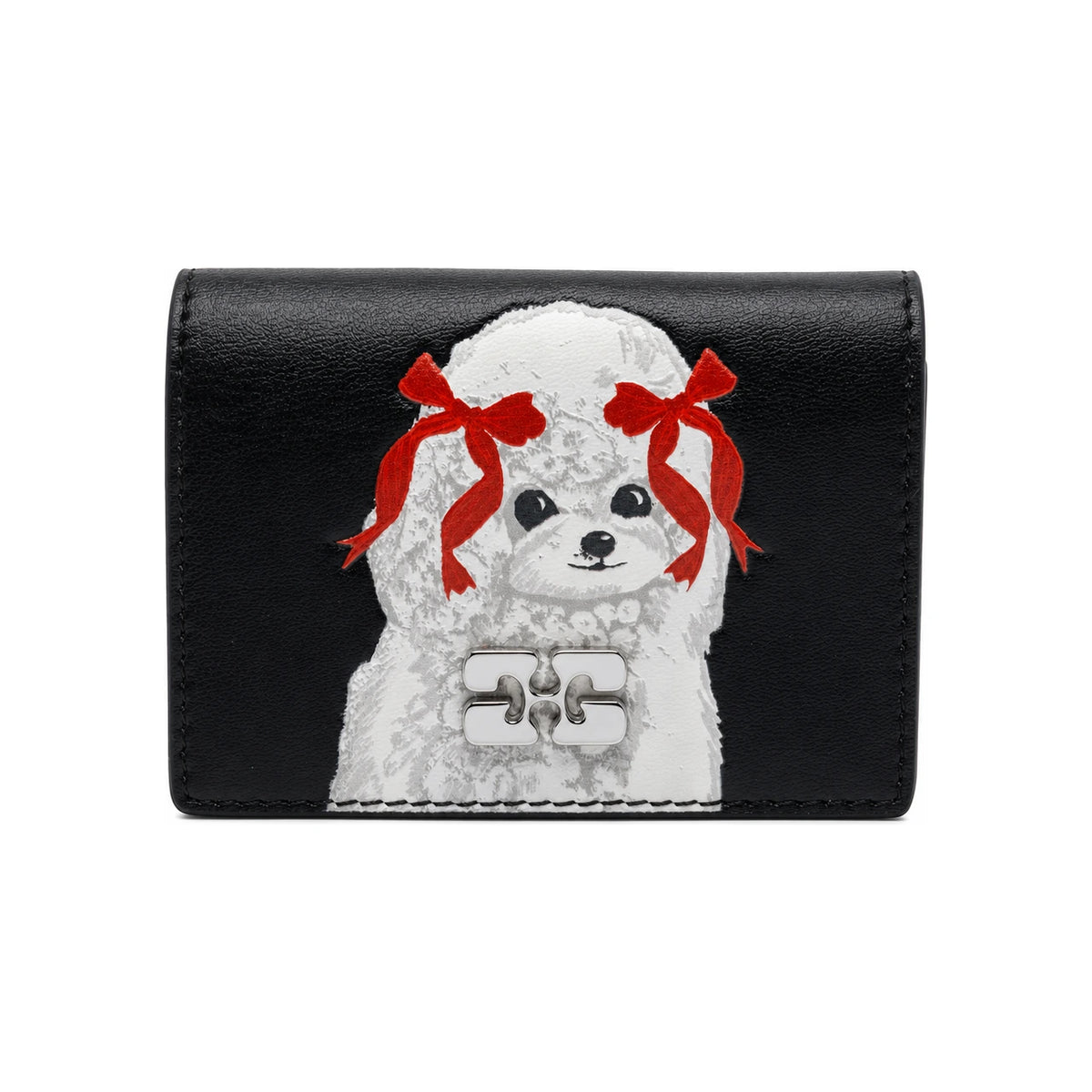 GANNI Poodle Logo Bow Keyring Women’s Card Holder Wallet B3010125 099