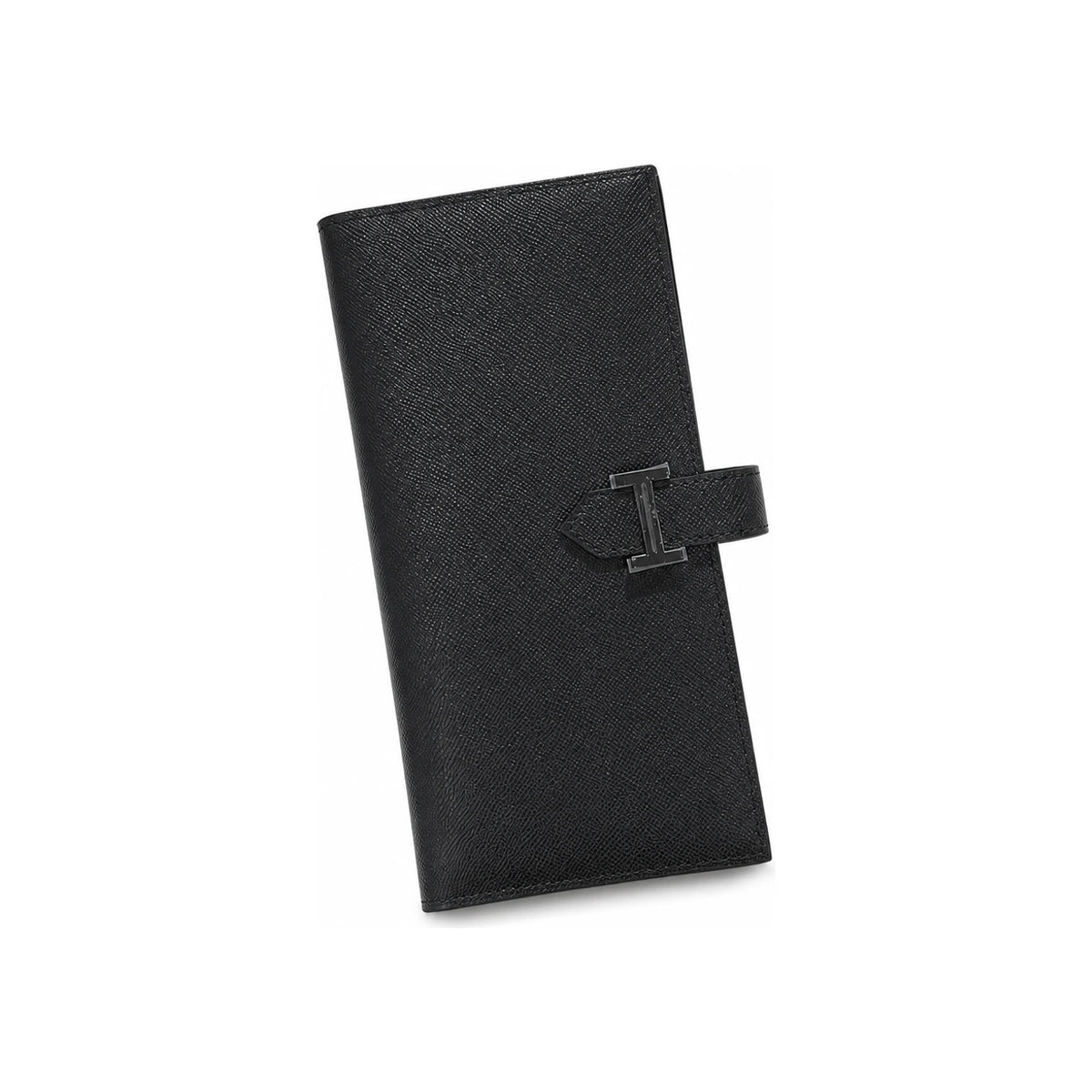 HERMES So Black Epsom Leather Bearn Long Wallet Unisex