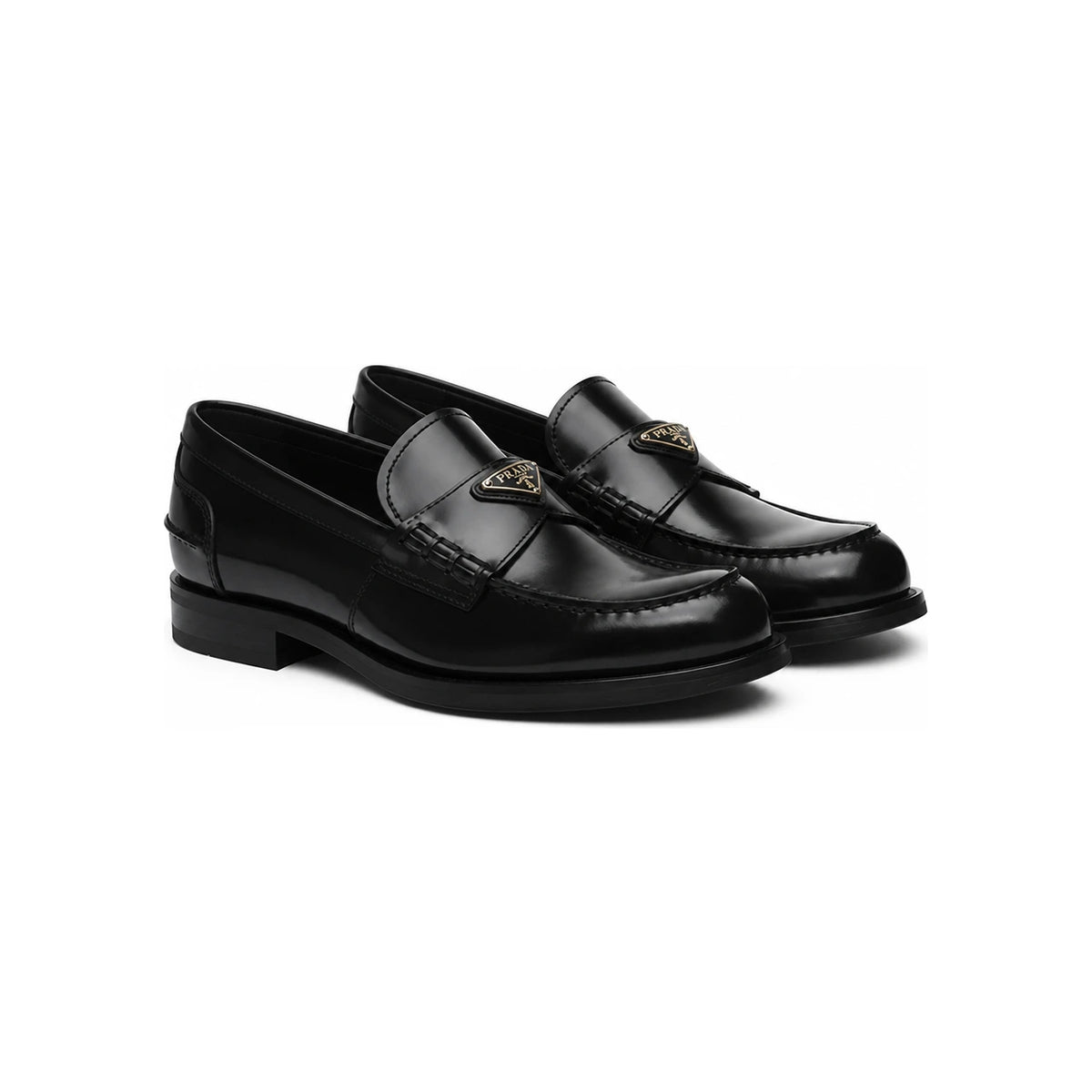 PRADA Black Leather Penny Loafers for Men