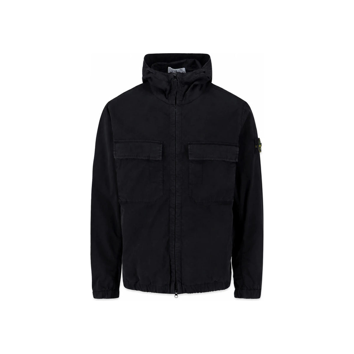 STONE ISLAND Badge Patch Men's Jacket Black Cotton Zip-Up