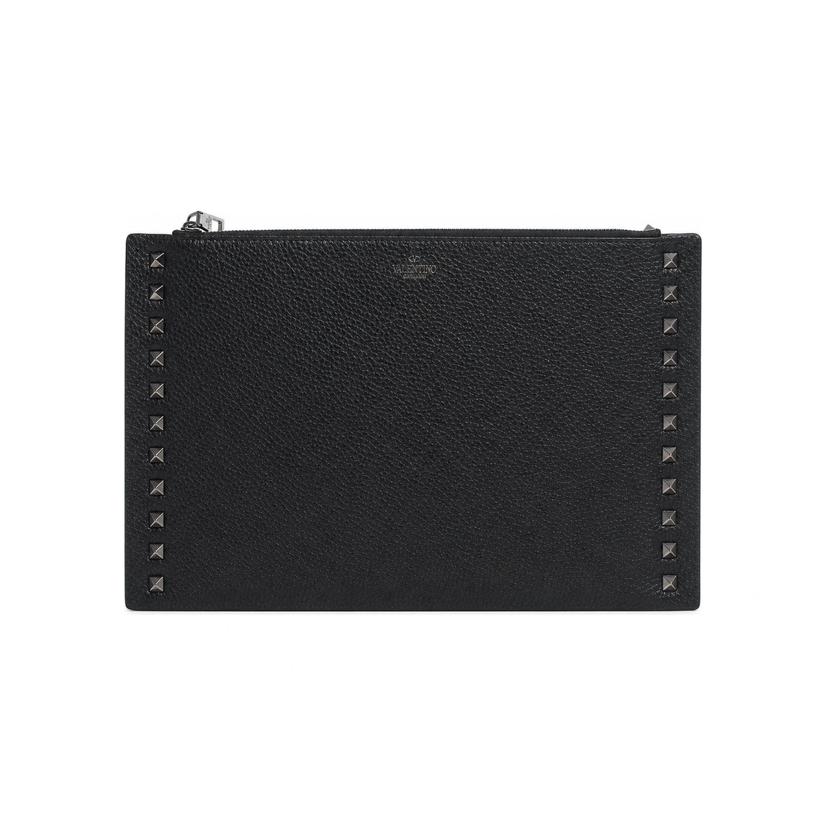VALENTINO Rockstud Black Leather Clutch Unisex
