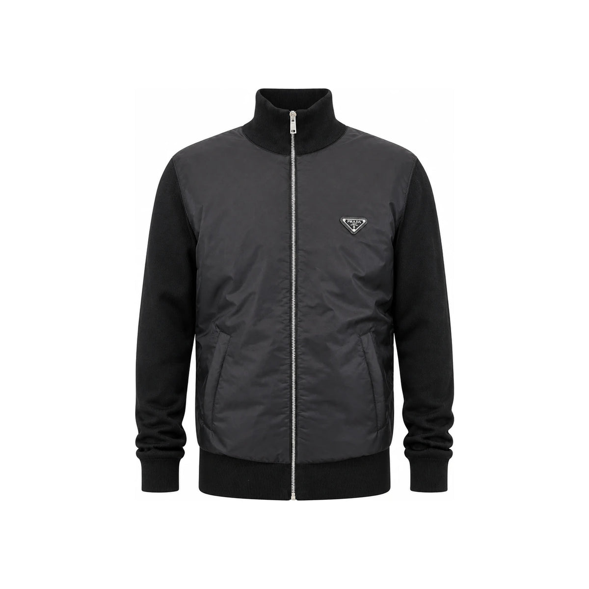 PRADA Wool Zip-Up Cardigan Men’s Black Knit