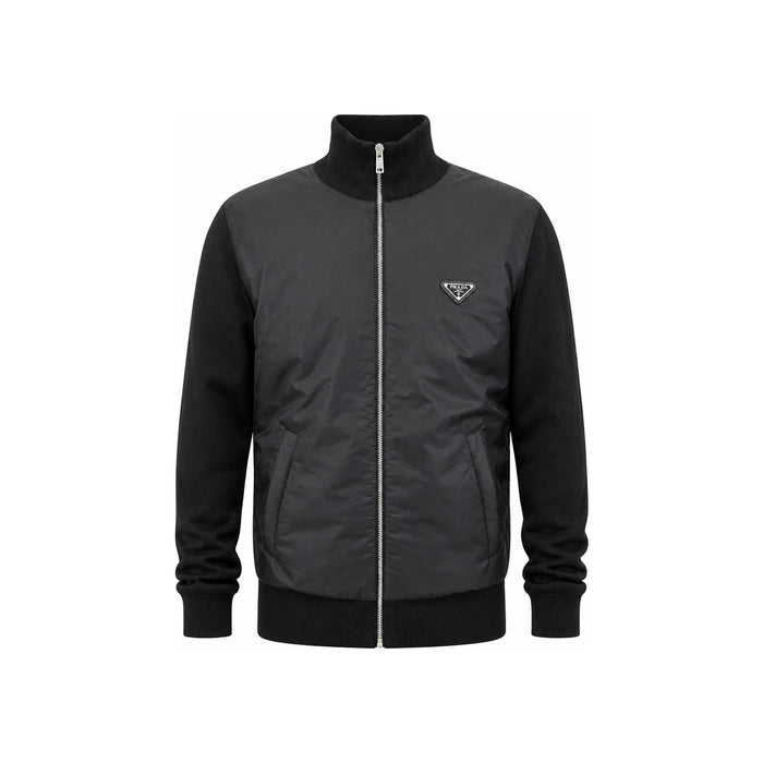 PRADA Wool Zip-Up Cardigan Men’s Black Knit