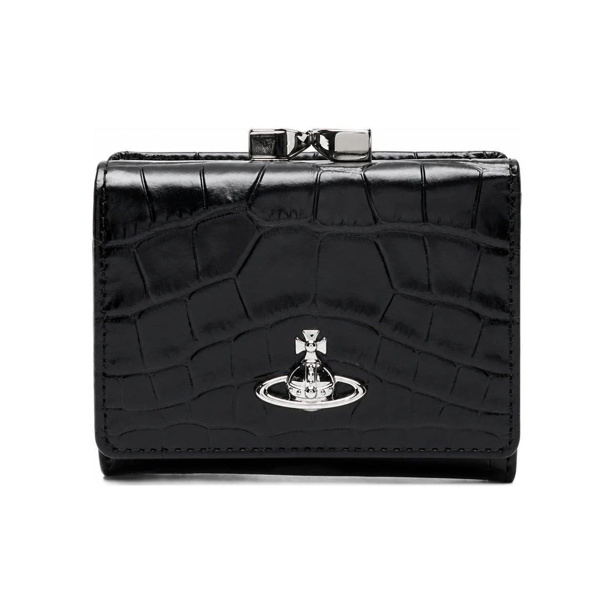 Vivienne Westwood Small Frame Bifold Wallet Black Leather
