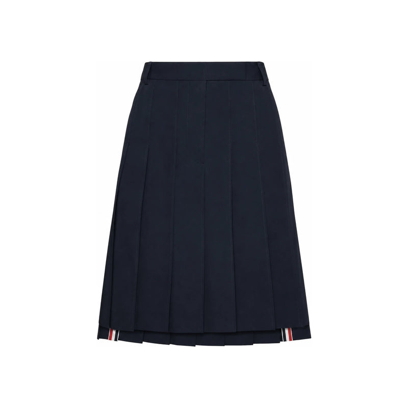 THOM BROWNE Cotton Suit Pleated Midi Skirt Navy