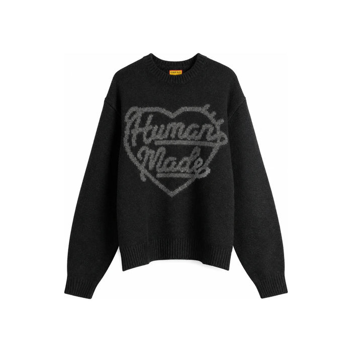 Humanmade Men’s Heart Knit Crewneck Sweater HM30CS035 BLACK