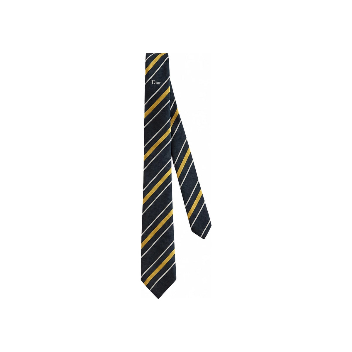 DIOR Men's Silk Regimental Stripe Tie Navy Blue Yellow Light G 68C1047B6055 C582