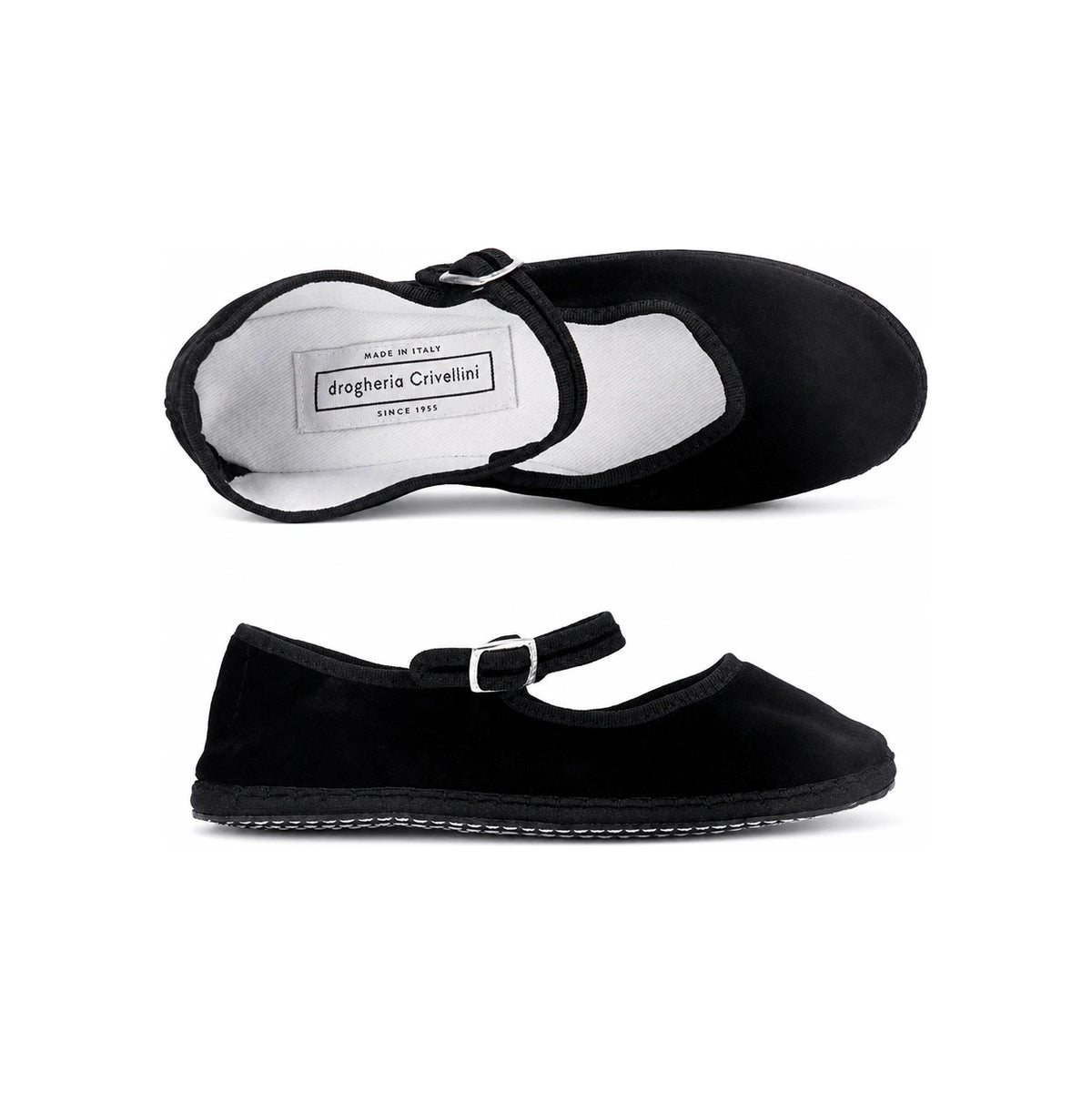 drogheria Crivellini Black Leather Ballet Flats for Women