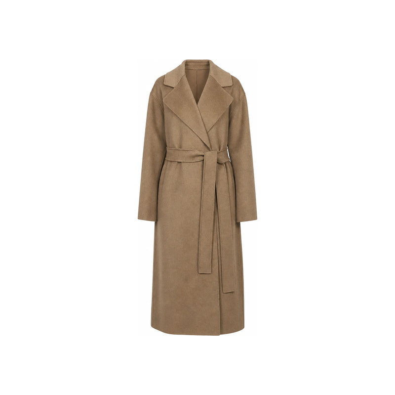 Max Mara Wool Blend Belted Long Coat Beige 261901 1091