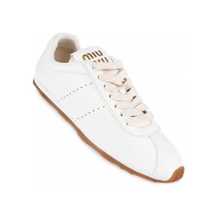 Miu Miu Plum Nappa Leather Low-Top Sneakers