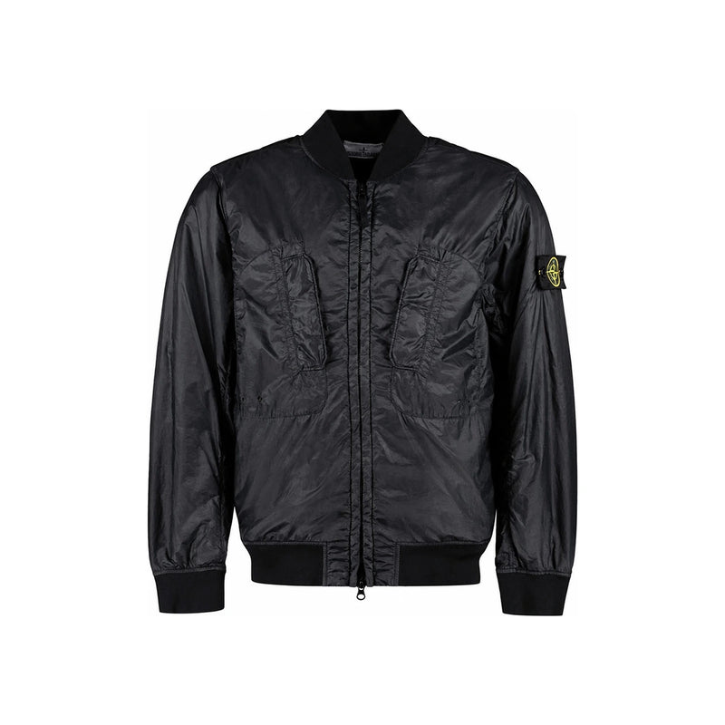 STONE ISLAND Black Woven Patch Bomber Jacket