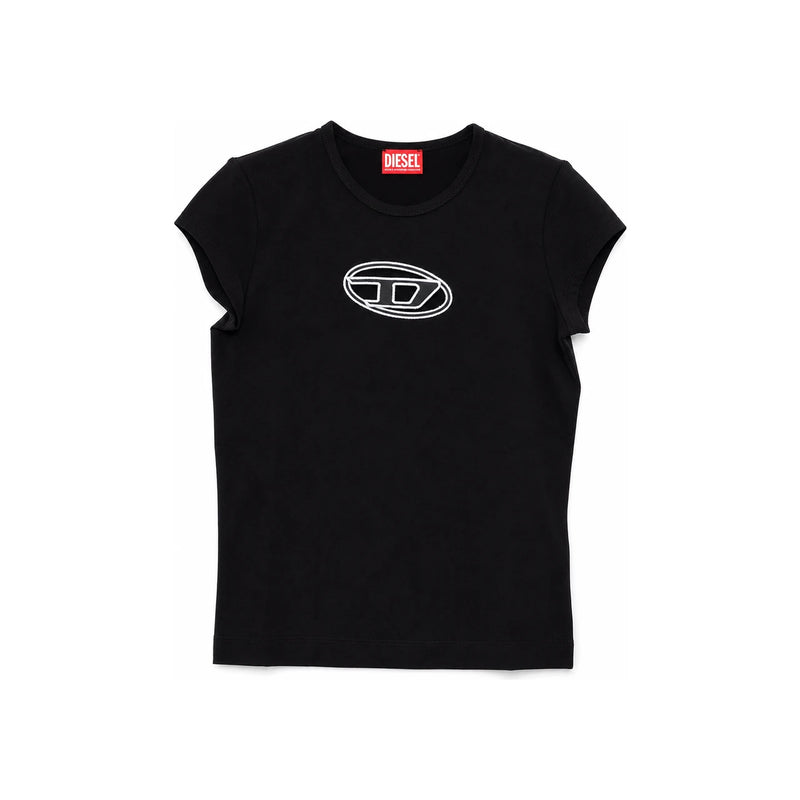 DIESEL Peekaboo Logo Short Sleeve T-Shirt Black White Trim