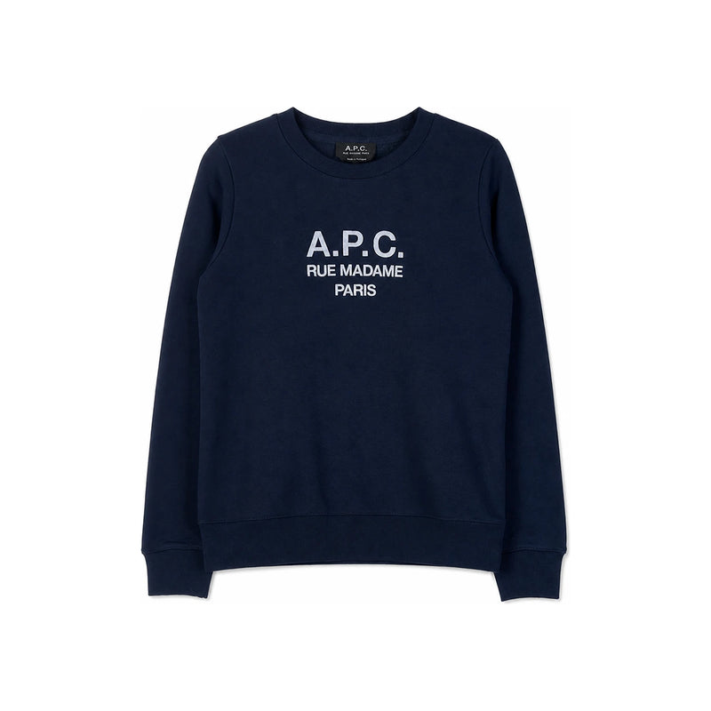 A.P.C. TINA Logo Embroidered Marine Sweatshirt COEZDF27561IAJ
