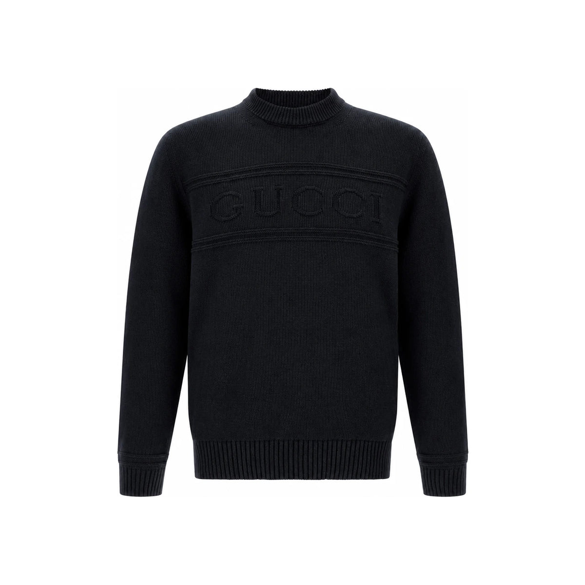 GUCCI Blue Wool Round Neck Knit Sweater for Men
